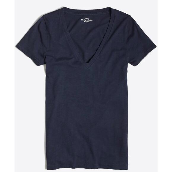 NWT J.Crew Factory Navy Slub Cotton V-Neck Tee – Size XS - Picture 2 of 11
